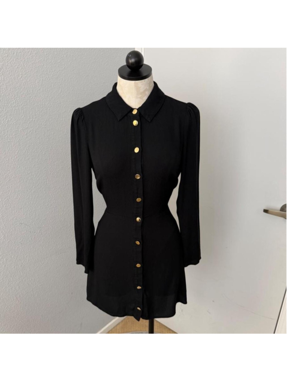 Reformation Black Hugh Mini Dress - Size 6 - Picture 3 of 8